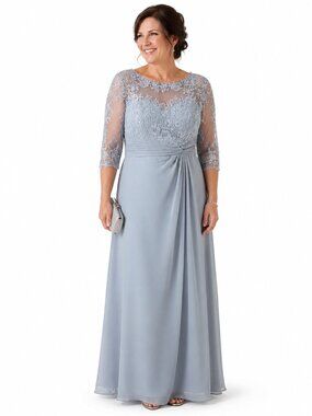 Make You Pretty More Lace A-Line Wedding Formal Gown in Light Blue Size 12 NWT